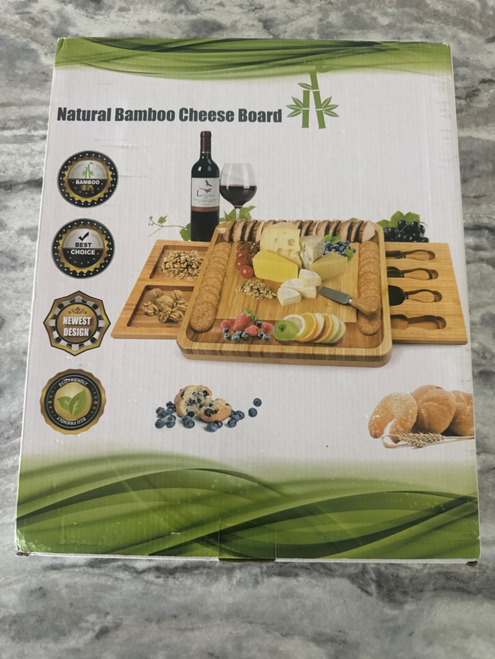 Bamboo Charcuterie Cheese Board with Cheese Tools - Picture 2 of 10